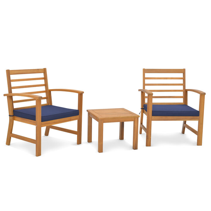 3 Pieces Outdoor Furniture Set with Soft Seat Cushions