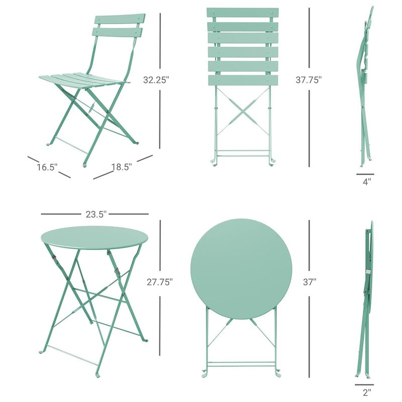 Mondawe Powder Coated Iron Folding Chair,Foldable for Storage W/ Floor Pads,Rust-Proof,Patio