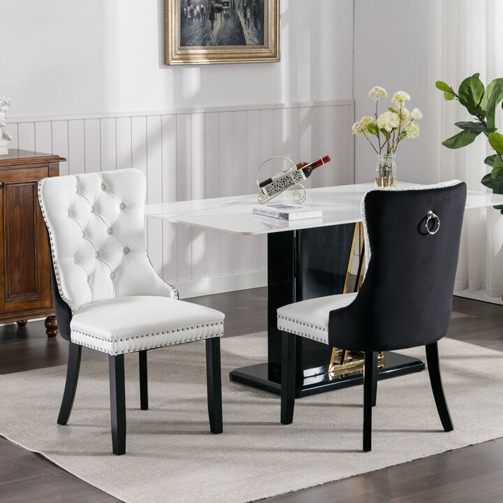 Streamdale Contemporary PU & Velvet Dining Chair Set