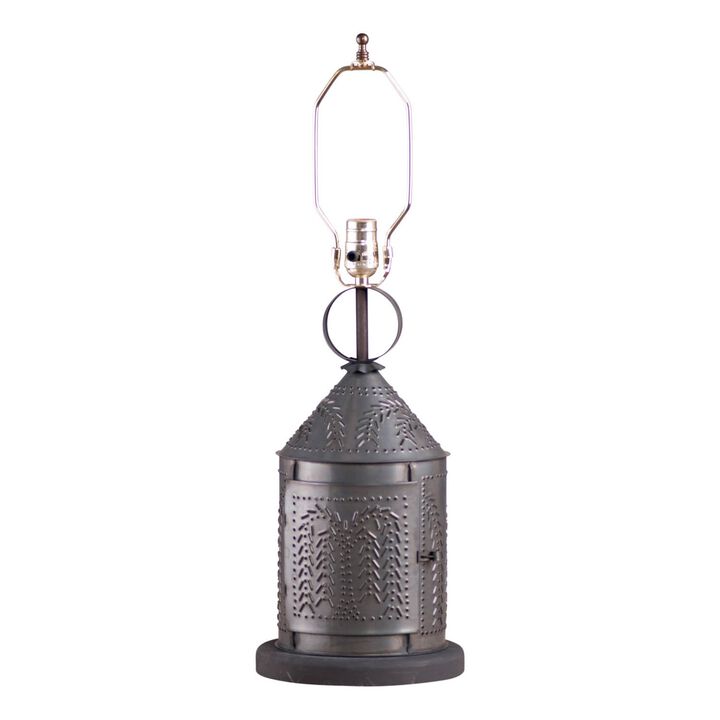 Irvins Country Tinware Fireside Lamp Base With Willow In Kettle Black