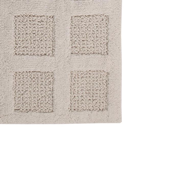 Knightsbridge Square Honeycomb 100% Cotton Reversible Bath Rug 20 X 30 Ivory