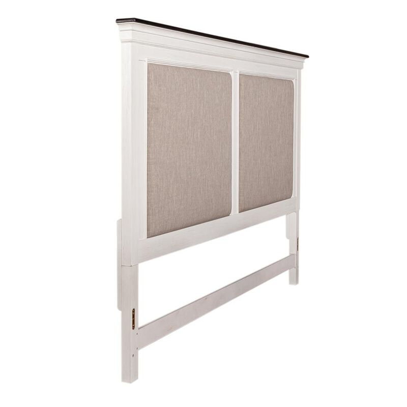 Liberty Furniture Allyson Park Queen Panel Headboard in Wirebrushed White w/ Charcoal Top image number 7