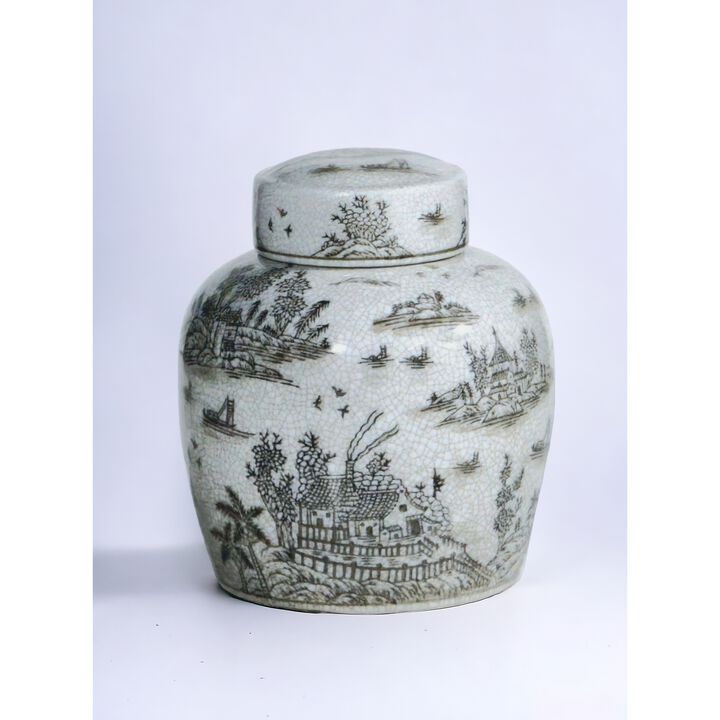 Aai 9 Ginger Jar, Chinoiserie Design, Brown