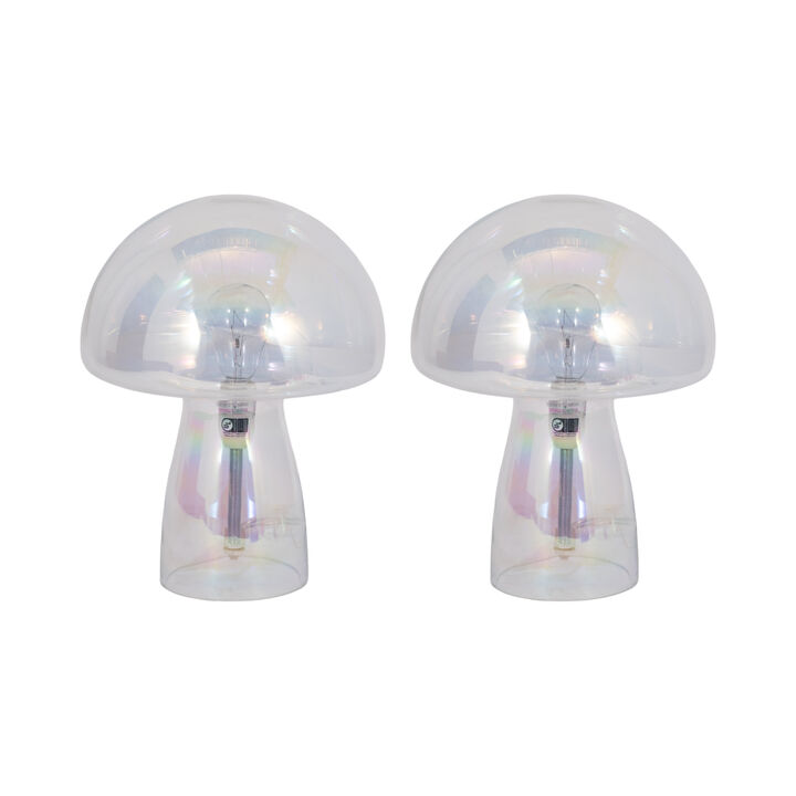 11" Luster Mushroom Lamp, Multi
