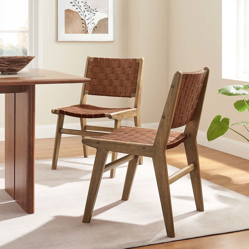 Saoirse Leather Wood Dining Side Chair Set of 2 image number 8