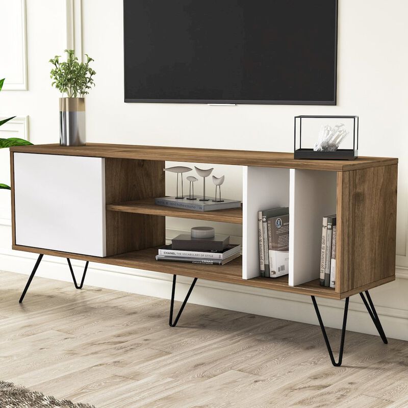 Decorotika Mistico 55'' Tv Stand - Walnut & White