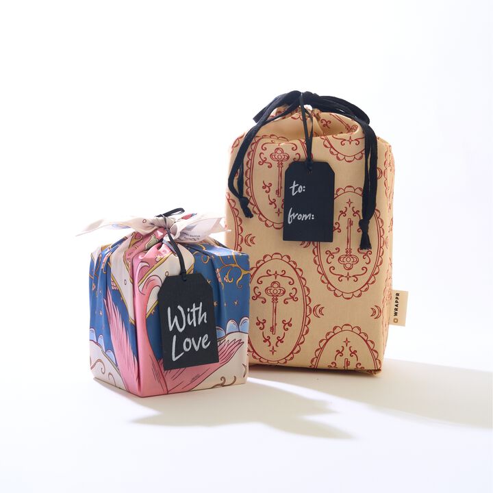 WRAPPR Reusable Fabric Gift Wrap Set with Gift Bag, Tags & Chalk Marker &ndash; Small