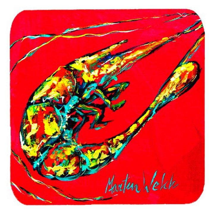 Caroline's Treasures MW1023FC Shrimp Day Dream Foam Coasters (Set of 4), 3.5 H x 3.5 W, Multicolor