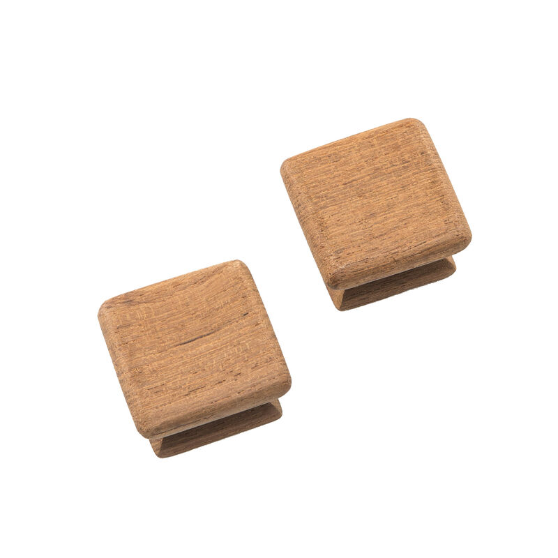 HomeRoots Set of Two Brown Wood Square Drawer Pull Knobs image number 2