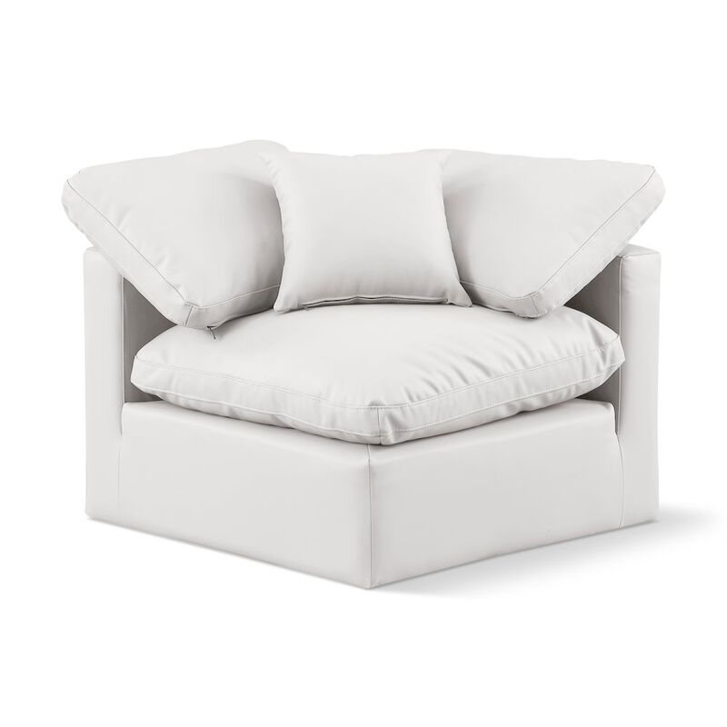 Meridian Furniture Indulge Cream Vegan Leather Corner Chair