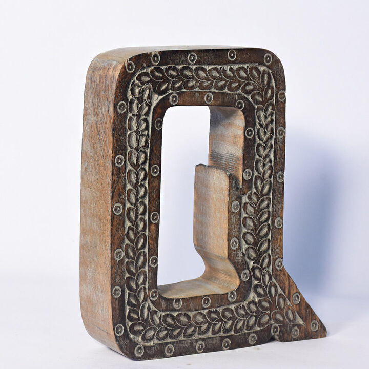 Vintage Gray Handmade Eco-Friendly "Q" Alphabet Letter Block For Wall Mount & Table Top Décor