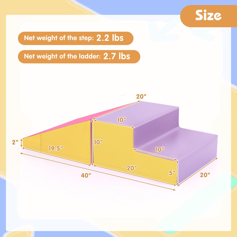 Infant and Toddler Foam Blocks 2-Piece Step and Slide Climber Set