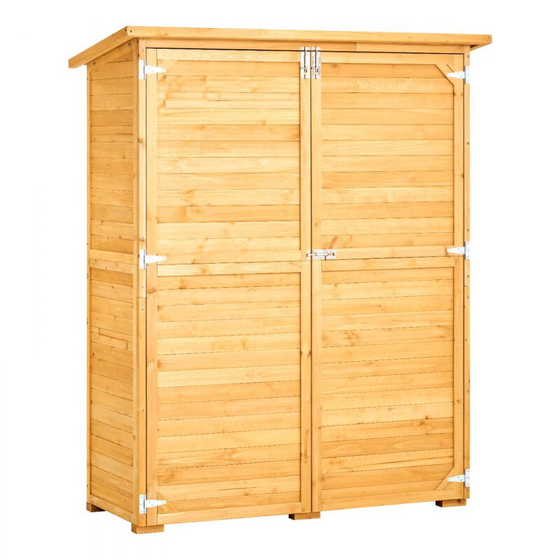 Waterproof Garden Storage Shed with Wood Panels and Metal Structure for Tools