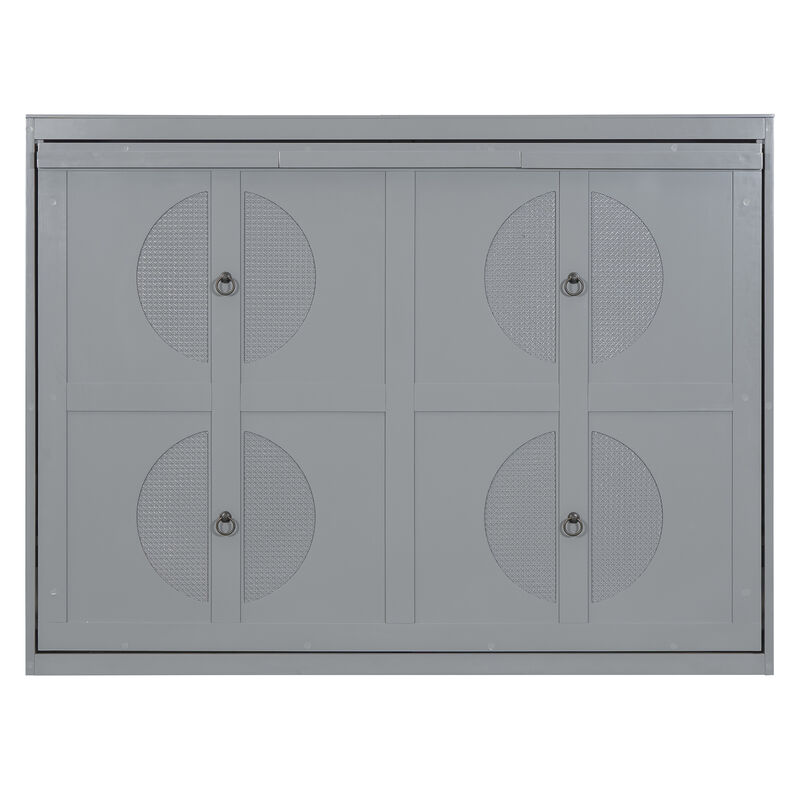 Whisen Modern Design Full Size Murphy Bed Wall Bed with USB Charging Station - Grey