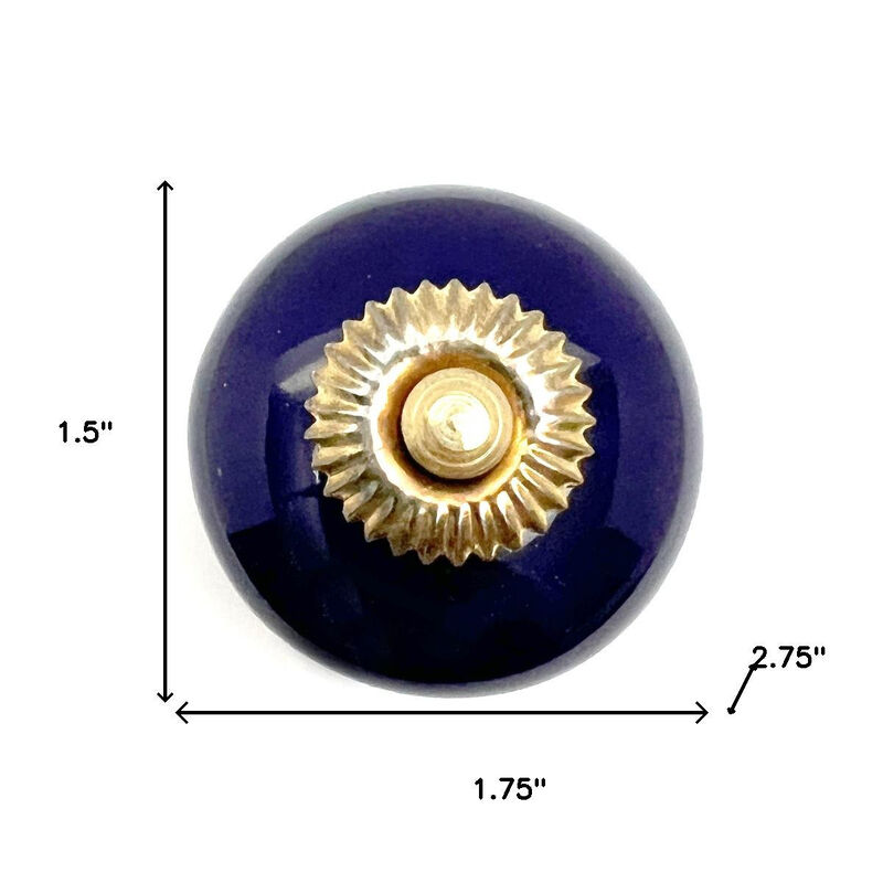 HomeRoots Set of Six Cobalt And Gold Ceramic Drawer Pull Knobs image number 5