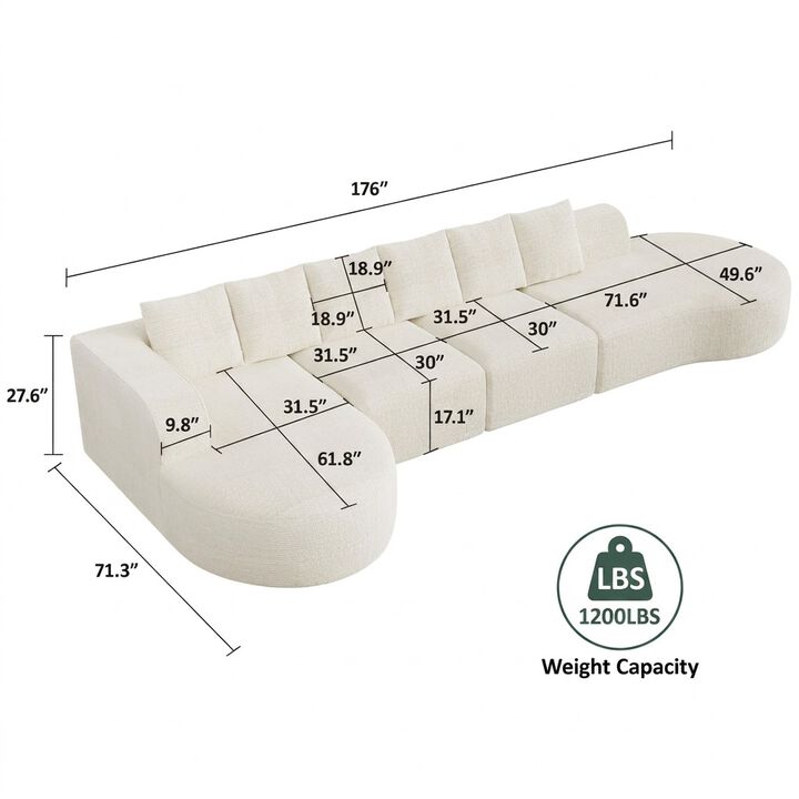 Vipbear 176" Oversized Modular Sectional Couch with Deep Seat, Chenille 6 Seater Living Room Sofa