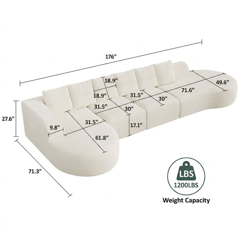 Vipbear 176" Oversized Modular Sectional Couch with Deep Seat, Chenille 6 Seater Living Room Sofa image number 1