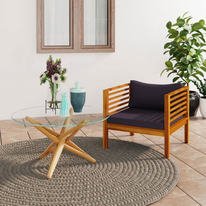vidaXL Patio Chair with Dark Gray Cushions Solid Acacia Wood