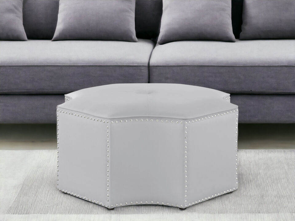 Tufted Faux Leather Octagonal Ottoman – Cocktail Footstool and Accent Seat