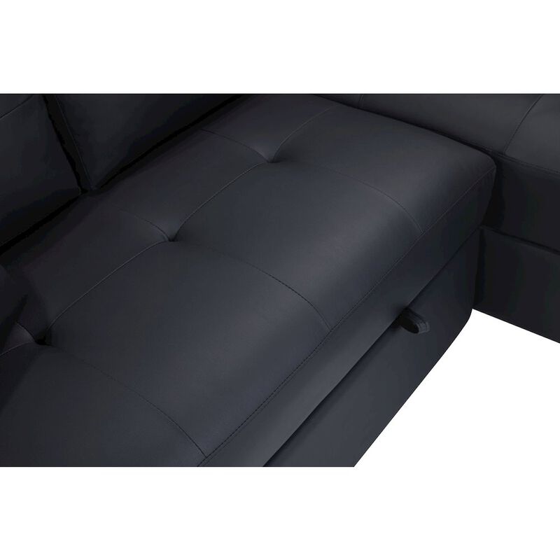 Lilola Home 84.5W Black PVC Fabric Sleeper Sectional