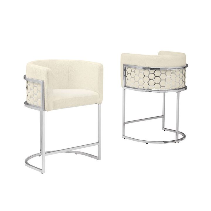 Best Quality Furniture Best Quality furnitutre Cream with silver barstool, Set of two