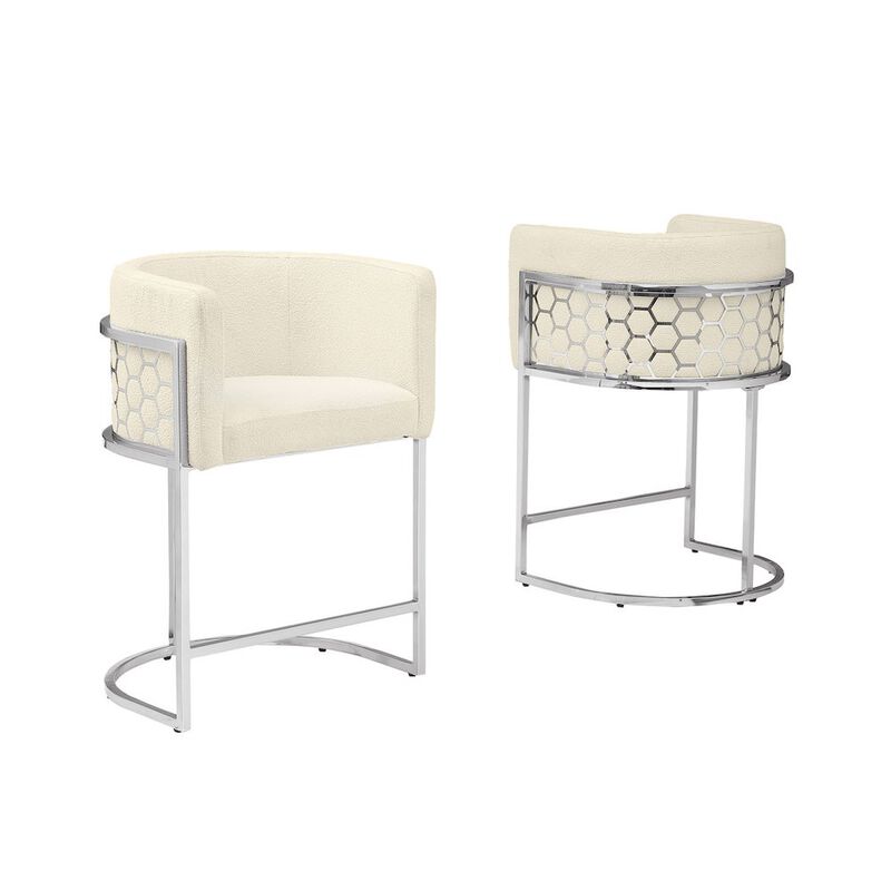Best Quality Furniture Best Quality furnitutre Cream with silver barstool, Set of two