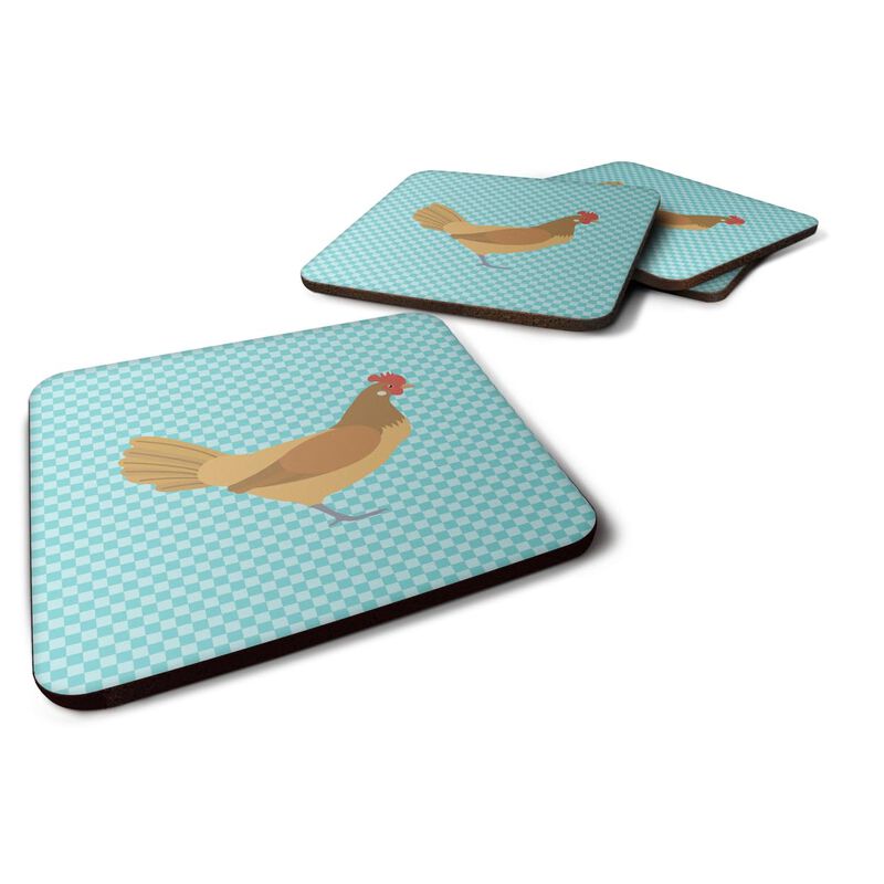 Caroline's Treasures Frisian Friesian Chicken Blue Check Decorative coasters, 3.5, Multicolor