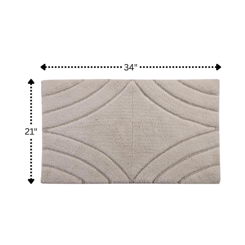 Knightsbridge Diamond 220 GSF Non Skid Back Bath Rug 17 x 24 - Ivory