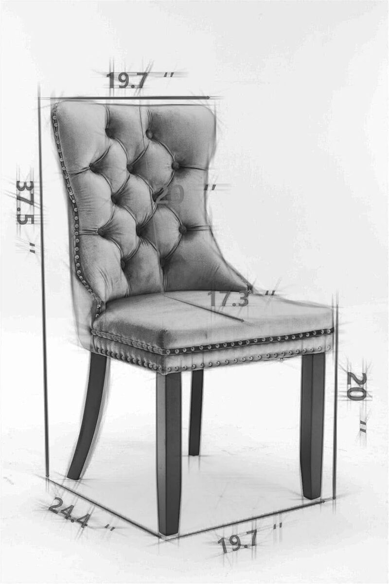 ShipItFurniture Velvet Dining Chairs Gold Finishing Collection Set - 2-Piece High-Back Tufted Velvet Side Chairs, Walnut Legs image number 2