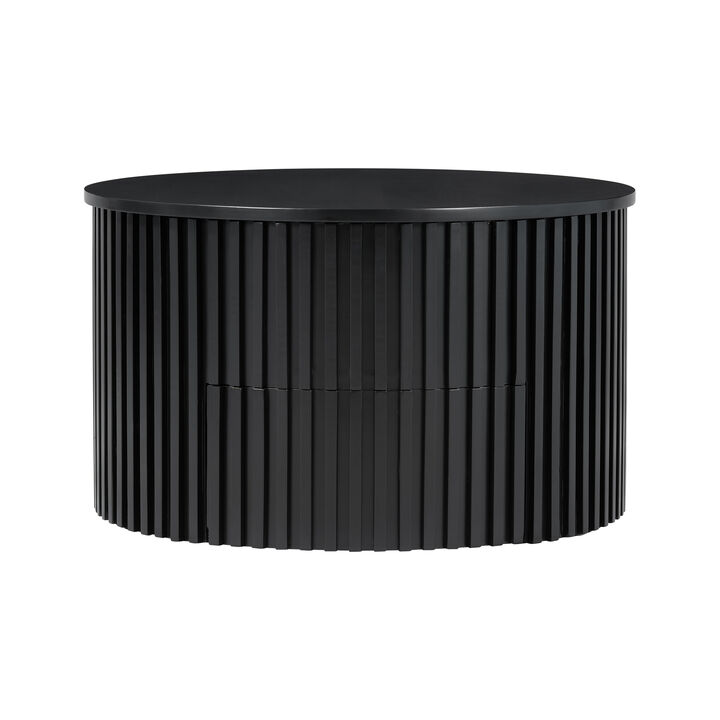 Merax Height-Adjustable Round Coffee Table with Smooth Lift Mechanism, Concealed Storage