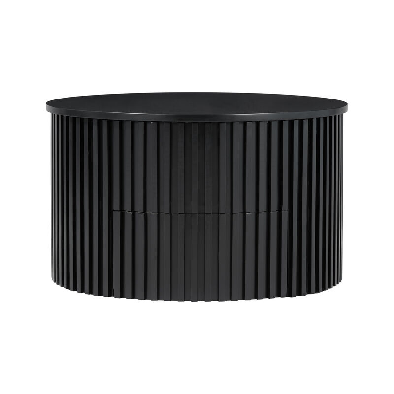Merax Height-Adjustable Round Coffee Table with Smooth Lift Mechanism, Concealed Storage image number 0