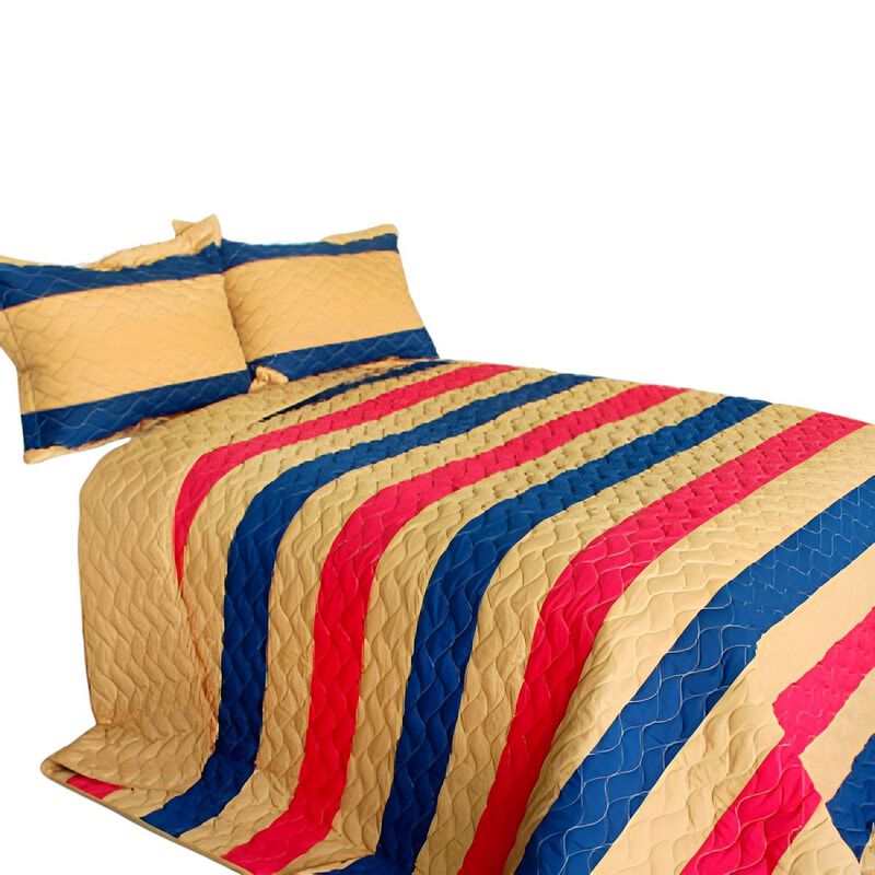 Tender Night Patchwork Quilt Set 3 Piece Queen Quilted Soft Bed Cover Set image number 1