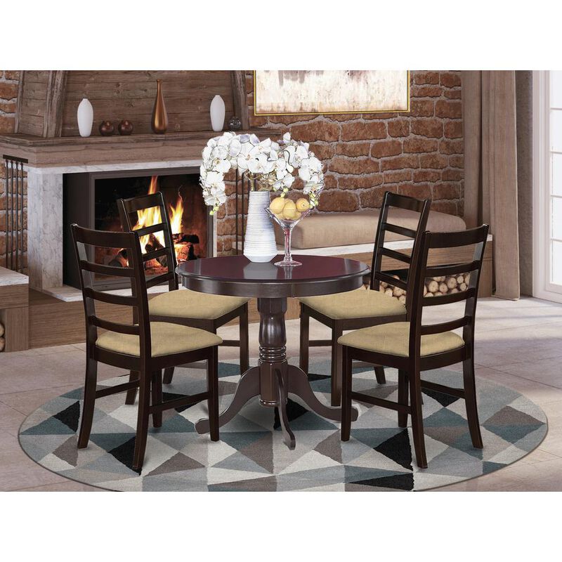 East West Furniture ANPF5-CAP-C 5 Pc Kitchen Table set-small Table plus 4 Kitchen Chairs