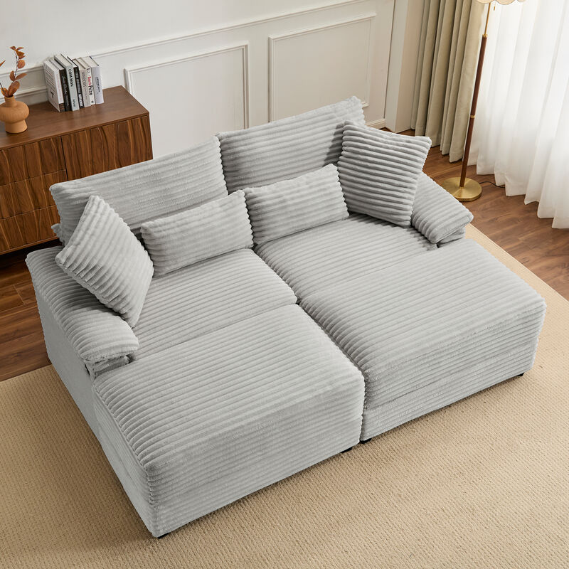 Merax Double Chaise Lounge Set with Reversible Storage Ottoman