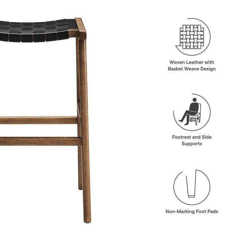 Saoirse Leather Wood Bar Stool Set of 2 image number 1