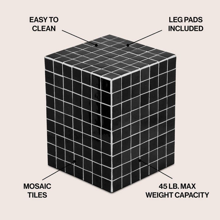 Callista Modern Bohemian Ceramic Tiled Rectangle End Table