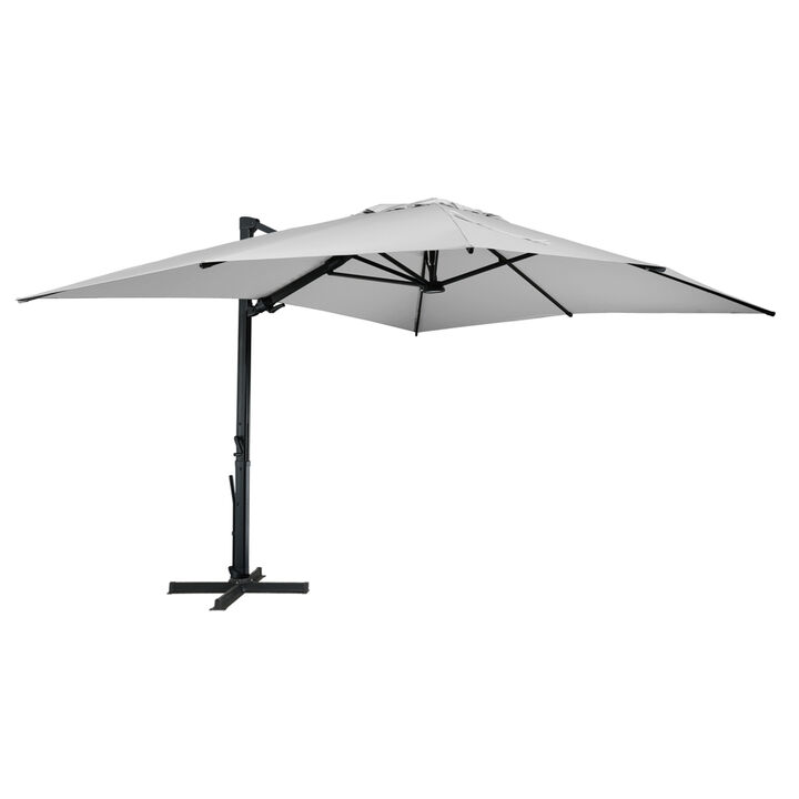 MONDAWE 13ft Square Solar LED Cantilever Patio Umbrella for Outdoor Shade