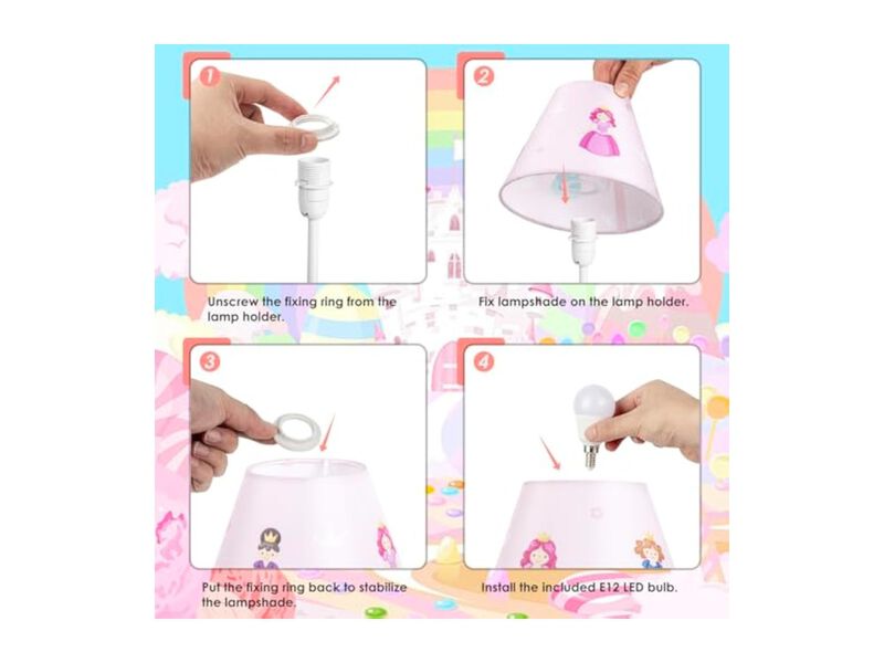 LED Princess Desk Lamp For Bedroom Bedside Desk Pink image number 3