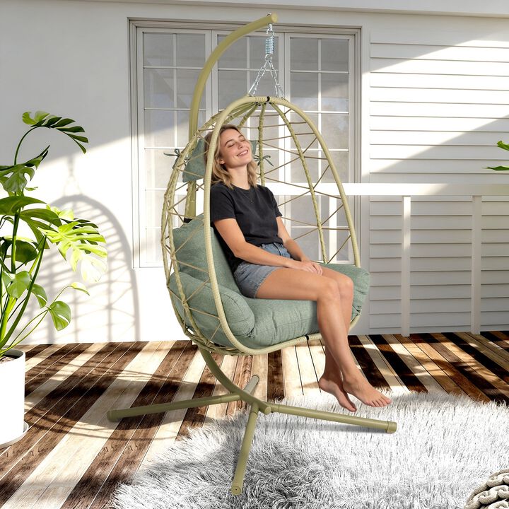 Hivvago Wicker Hanging Egg Chair with Stand