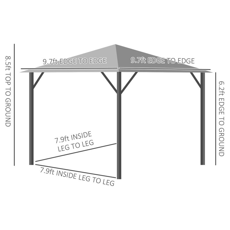 10' x 10' Patio Gazebo Aluminum Frame Outdoor Canopy Shelter with Sidewalls, Vented Roof for Garden, Lawn, Backyard and Deck, Grey