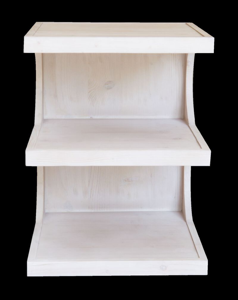 Hivvago 24 Inch Natural Solid Wood End Table With Two Shelves