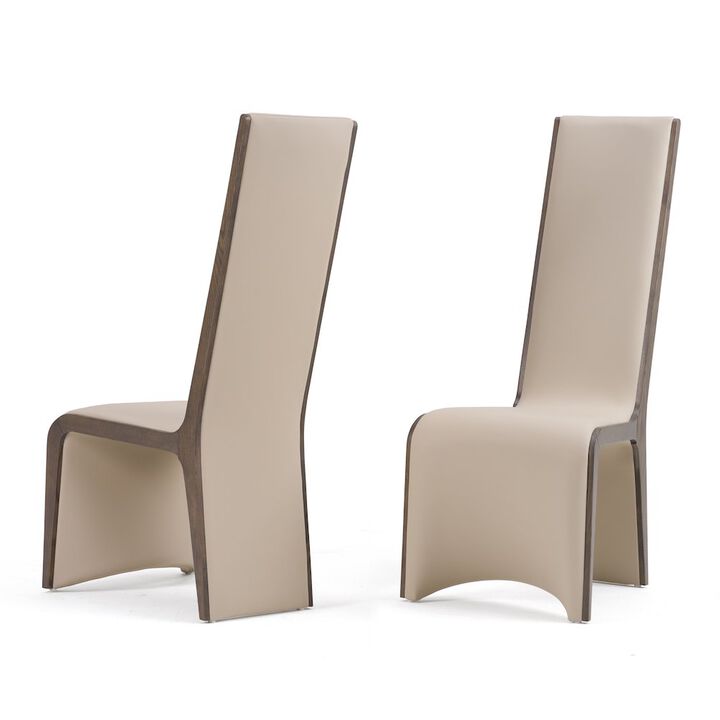 Modrest Pacer - Modern Beige & Grey Ash Dining Chair (Set of 2)