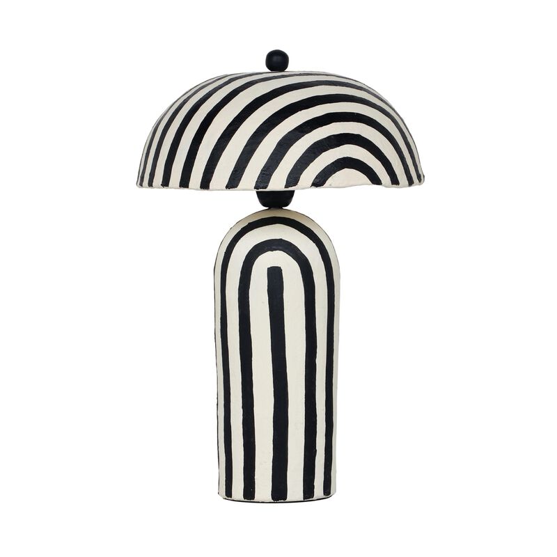 Maiori Black Striped Papier Mache Table Lamp