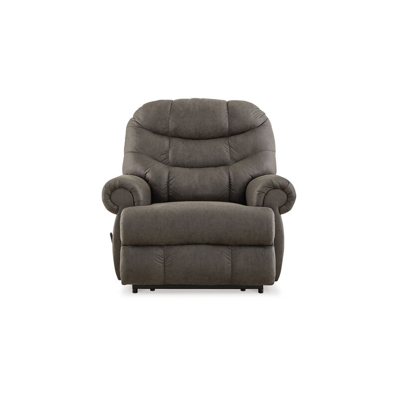 Ikra Zero Wall Manual Recliner Chair, Tufted Gray Faux Leather - Benzara