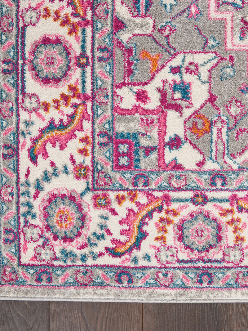 Passion PSN20 Light Gray/Pink 5' x Round Rug image number 2