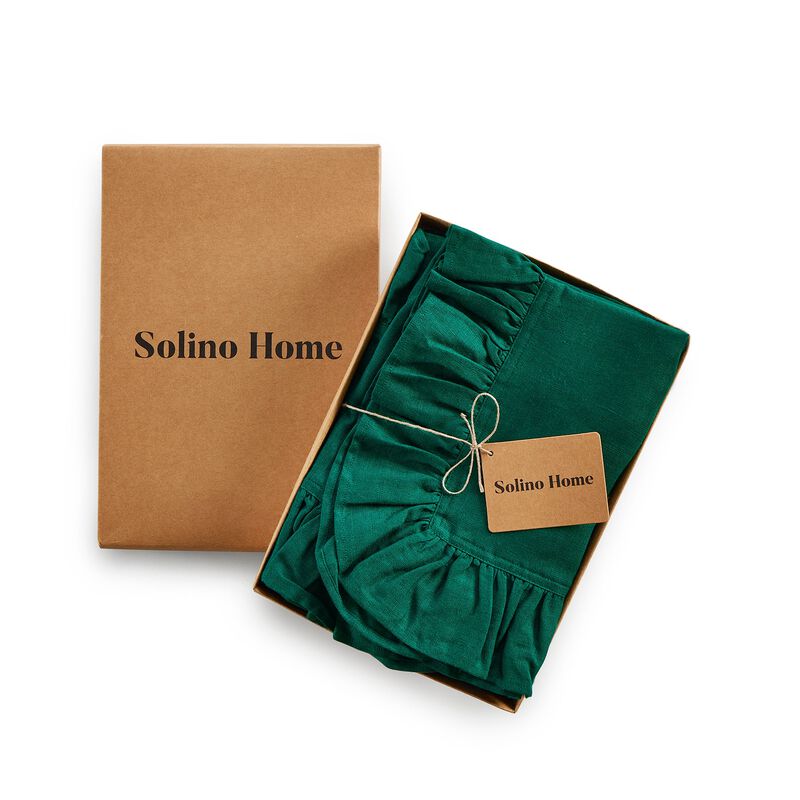 Solino Home Gabrielle Ruffle 100% Linen Dinner Napkins &ndash; Set of 4, 20 x 20 in, Machine Washable, Holiday and Everyday Dining