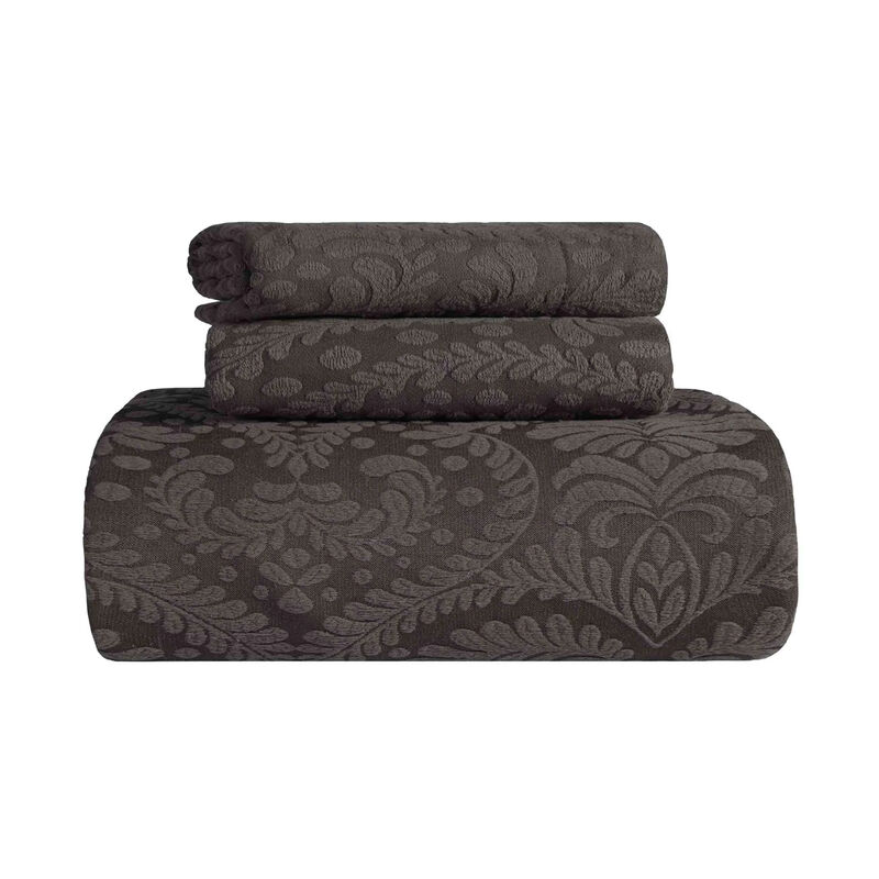 3-Piece Cotton Blend Bedspread Set with Jacquard Floral Design image number 1