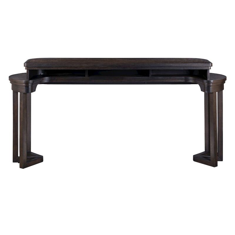 Liberty Furniture Living Room Console Bar Table - AC USB Charging Station  - Peppercorn Oak Wood image number 2