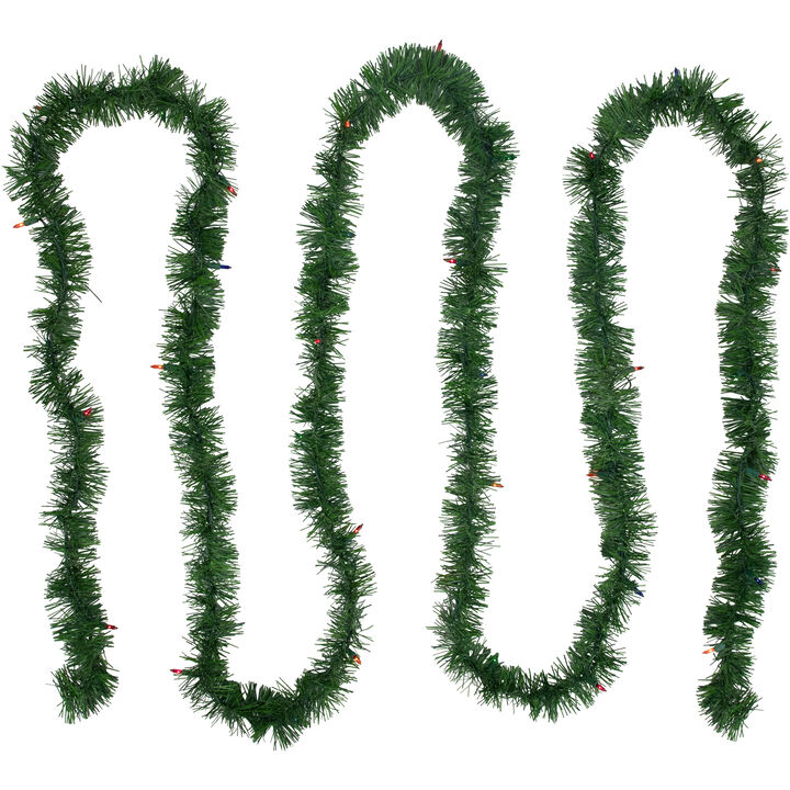 18' x 3" Pre-Lit Pine Two-tone Artificial Christmas Garland  Multicolor Lights