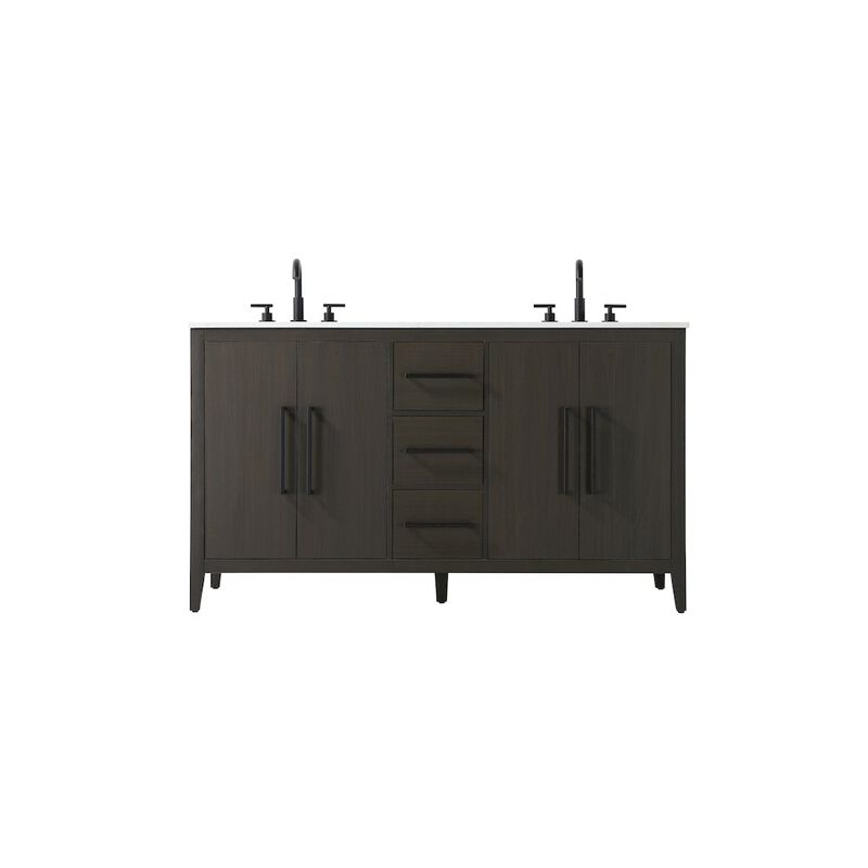 Elegant Kitchen and Bath 60 Inch Double Bathroom Vanity In Mocha Brown